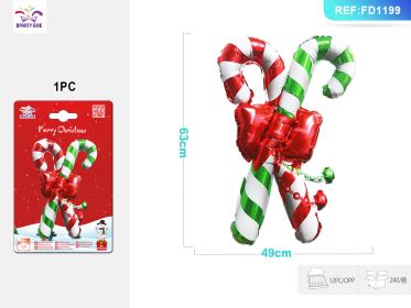 Christmas Bow Candy Cane Aluminum Foil Balloon