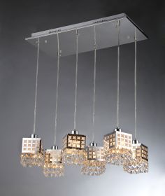 Dice 6-light Crystal/ Chrome Chandelier