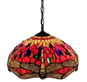 Tiffany Style Red Dragonfly Hanging Lamp