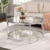 Contemporary Acrylic Coffee Table; 32.3'' Round Tempered Glass Coffee Table; Chrome/Silver Coffee Table for Living Room