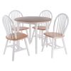 Sorella 5-Pc Drop Leaf Dining Table with Windsor Chairs; Natural and White