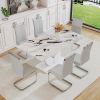 Table and chair set, modern minimalism and luxurious white rectangular pattern dining table. Soft and comfortable dining chair, for dining room
