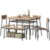 6 Piece Dining Table Set, Kitchen Table and Chairs for 6, Dining Room Dinner Table Set w/Storage Rack for Home, Apt, 4 Chairs