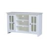 48" Solid Wood TV Stand Cabinet with Durable White Finish 2 Drawers Floor Mount Traditional Style Living Room Home Office