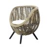 27 Inch Accent Chair, Rattan Frame, Curved Round Silhouette, Brown, Black