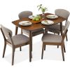 5-Piece Dining Set, Compact Mid-Century Modern Table&Chair Set for Home, Apartment w/ 4 Chairs,Wooden Frame - Light Gray/Walnut