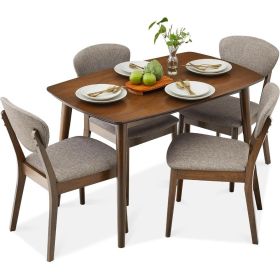 5-Piece Dining Set, Compact Mid-Century Modern Table&Chair Set for Home, Apartment w/ 4 Chairs,Wooden Frame - Light Gray/Walnut