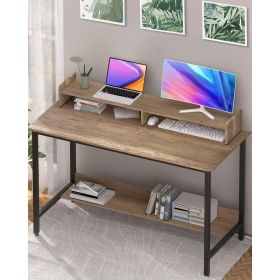 Computer Desk, for Home-Office with Storage-Shelves - Modern Simple Style Metal Frame Laptop Notebook PC, Computer Desk