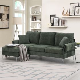 [VIDEO provided][New]84 "Modern Chenille L-Shaped Sofa with Reversible Lounge,Convertible Sectional Couch Set