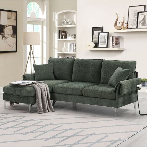 [VIDEO provided][New]84 "Modern Chenille L-Shaped Sofa with Reversible Lounge,Convertible Sectional Couch Set