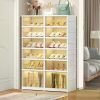 6 Tier Foldable Shoe Rack Organizer Closet 12-24Pairs Plastic Collapsible Shoe Shelf Clear Box XL Large Shoes Storage Cabinet