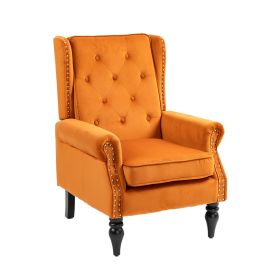 COOLMORE Wood Frame Armchair, Modern Accent Chair Lounge Chair with Sturdy Wood Legs for Living Room Bedroom(Orange)