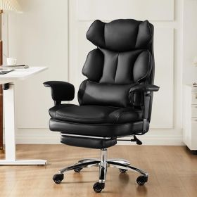 Home office desks and chairs with ergonomic high backrest, adjustable tilt angle for comfortable PU leather computer games,black