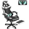 White Gaming Chairs with Footrest, Video Game Chairs for Adults Teens, Lumbar Support Adjustable Recliner Chair(Polar White)