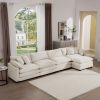 Modern Upholstered L Shape Modular Sectional Sofa, 4 Seater Sofa with with 1 Ottoman, Comfortable Corduroy Fabric Couch Sofa