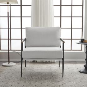 Modern Chic Accent Chair with Metal Frame , Upholstered Chenille Living Room Chair with Removable Seat and Back Cushion