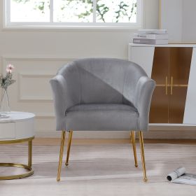 Velvet Accent Chair with Wood Frame, Modern Armchair Club Leisure Chair with Gold Metal Legs