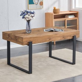 59" Dining Table, Modern Kitchen Table, Rectangular Wooden Dinner Table Top and metal Base for Dining Room, Home Office, Living Room Furniture