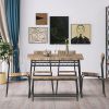 6 Piece Dining Table Set, Kitchen Table and Chairs for 6, Dining Room Dinner Table Set w/Storage Rack for Home, Apt, 4 Chairs