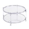 Contemporary Acrylic Coffee Table; 32.3'' Round Tempered Glass Coffee Table; Chrome/Silver Coffee Table for Living Room