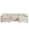 Oversized Modular Cushion Sofa with Ottomans, Comfy Upholstered U Shaped Convertible Corner Sectional Sofa Couch, Light Beige Corduroy
