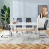 Table and chair set. 1 table and 4 gray chairs. Rectangular dining table, 0.4 inch white imitation marble tabletop