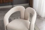 COOLMORE Contemporary Designed Velvet Fabric Upholstered Accent/Dining Chair /Barrel Side Chairs Kitchen Armchair for Living Room set of 2 (Beige Velv