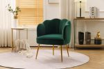 Shell Shape Velvet Fabric Armchair Accent Chair With Gold Legs For Living Room Bedroom
