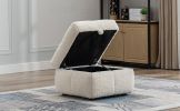87.7" Sectional Sofa Cozy Teddy Fleece Fabric Sectional Sofa Couch with Two USB Ports a Movable Storage Ottoman and Two Lumbar Pillows for Living Room