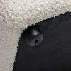 87.7" Sectional Sofa Cozy Teddy Fleece Fabric Sectional Sofa Couch with Two USB Ports a Movable Storage Ottoman and Two Lumbar Pillows for Living Room