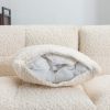 87.7" Sectional Sofa Cozy Teddy Fleece Fabric Sectional Sofa Couch with Two USB Ports a Movable Storage Ottoman and Two Lumbar Pillows for Living Room