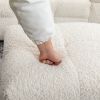 87.7" Sectional Sofa Cozy Teddy Fleece Fabric Sectional Sofa Couch with Two USB Ports a Movable Storage Ottoman and Two Lumbar Pillows for Living Room