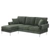 [VIDEO provided][New]84 "Modern Chenille L-Shaped Sofa with Reversible Lounge,Convertible Sectional Couch Set