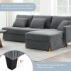 [VIDEO provided][New]87*61"Modern L-shaped Corduroy Sofa with Reversible Chaise,4-seat Upholstered Sectional Indoor Furniture