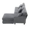 [VIDEO provided][New]87*61"Modern L-shaped Corduroy Sofa with Reversible Chaise,4-seat Upholstered Sectional Indoor Furniture