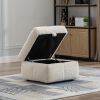 87.7" Sectional Sofa Cozy Teddy Fleece Fabric Sectional Sofa Couch with Two USB Ports a Movable Storage Ottoman and Two Lumbar Pillows for Living Room