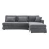 [VIDEO provided][New]87*61"Modern L-shaped Corduroy Sofa with Reversible Chaise,4-seat Upholstered Sectional Indoor Furniture