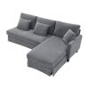 [VIDEO provided][New]87*61"Modern L-shaped Corduroy Sofa with Reversible Chaise,4-seat Upholstered Sectional Indoor Furniture
