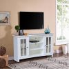 48" Solid Wood TV Stand Cabinet with Durable White Finish 2 Drawers Floor Mount Traditional Style Living Room Home Office
