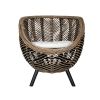 27 Inch Accent Chair, Rattan Frame, Curved Round Silhouette, Brown, Black