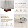 103.9" Modern Couch Corduroy Fabric Comfy Sofa with Rubber Wood Legs, 4 Pillows for Living Room, Bedroom, Office, Beige