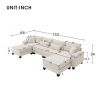 [VIDEO provided] [New] 133*65" Corduroy Modular Sectional Sofa,U Shaped Couch with Armrest Bags,6 Seat Freely Combinable Sofa Bed