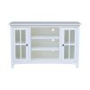 48" Solid Wood TV Stand Cabinet with Durable White Finish 2 Drawers Floor Mount Traditional Style Living Room Home Office