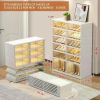 6 Tier Foldable Shoe Rack Organizer Closet 12-24Pairs Plastic Collapsible Shoe Shelf Clear Box XL Large Shoes Storage Cabinet