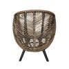 27 Inch Accent Chair, Rattan Frame, Curved Round Silhouette, Brown, Black