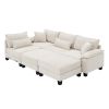 [VIDEO provided] [New] 133*65" Corduroy Modular Sectional Sofa,U Shaped Couch with Armrest Bags,6 Seat Freely Combinable Sofa Bed
