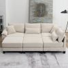 [VIDEO provided] [New] 133*65" Corduroy Modular Sectional Sofa,U Shaped Couch with Armrest Bags,6 Seat Freely Combinable Sofa Bed