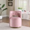 360° Swivel Accent Chair with Storage Function, Velvet Curved Chair with Gold Metal Base for Living Room, Nursery, Bedroom [Video]