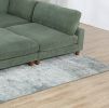 Contemporary Sage Color 6pc Modular Sectional Set Corduroy Upholstery Couch 2x Corner Wedge 3x Armless Chairs 1x Ottoman Living Room