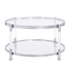 Contemporary Acrylic Coffee Table; 32.3'' Round Tempered Glass Coffee Table; Chrome/Silver Coffee Table for Living Room